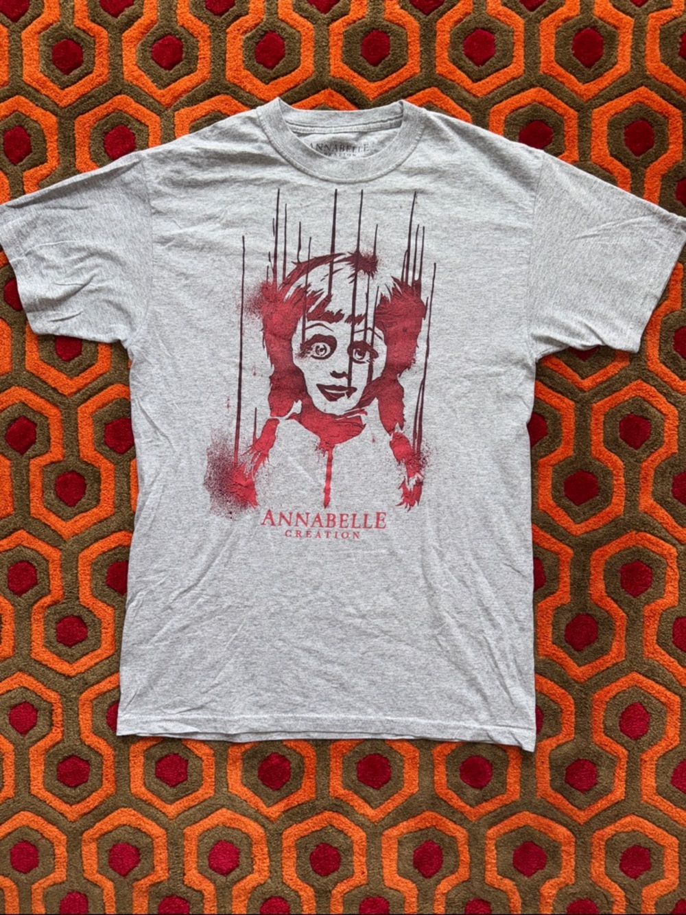 MAKE OFFER! Horror Annabelle Gray Tee t-shirt Conjuring Men's Med.